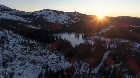 Lake Mary Drone View at Sunset Stock Footage