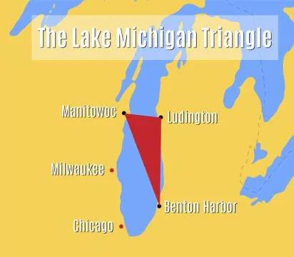 The Lake Michigan Triangle map Stock Illustration