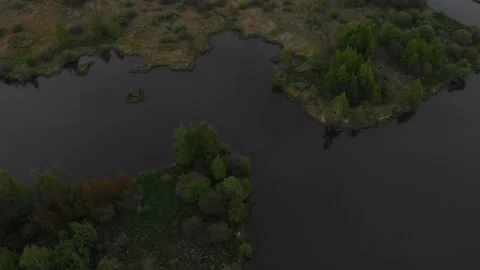 Lake in the middle of the field.Fly Видео 131603154