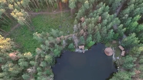 A lake in the middle of the forest Stock Footage 75618143