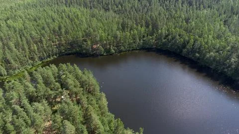 A lake in the middle of a forest Stock Photos