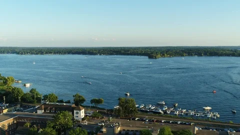 Lake Minnetonka in Summer - Aerial VIew Stock Footage