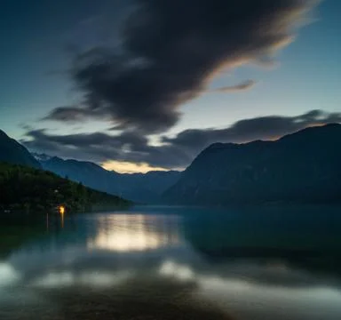 Lake in the moonlight Stock Photos
