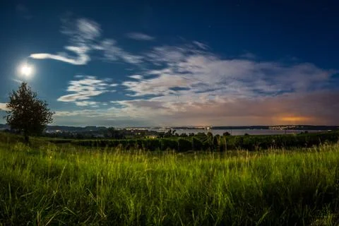 Lake in the moonlight Stock Photos