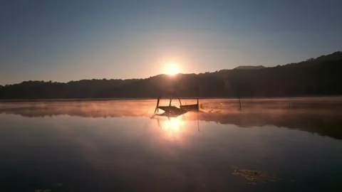 Lake in the morning Stock Footage 302953548