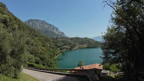 Lake Moro - a stunning hidden mountain lake near Boario Terme, Lombardy Stock Footage 345878155