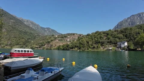 Lake Moro - a stunning hidden mountain lake near Boario Terme, Lombardy Stock Footage 345878199