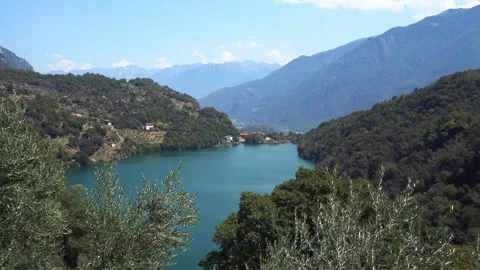 Lake Moro - a stunning hidden mountain lake near Boario Terme, Lombardy Stock Footage 345878424