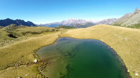Lake in mountain - Aerial view Stock Footage 66476586