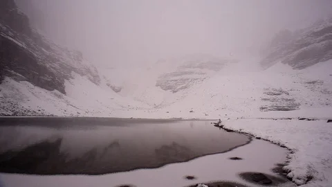 Lake in the Mountain with snow Stock Footage 101987102
