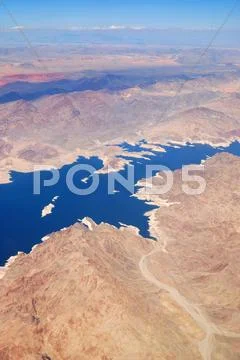 Lake with mountains aerial view Stock Photos