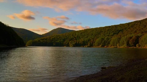 Lake, mountains and forest time lapse Video stock 80790266