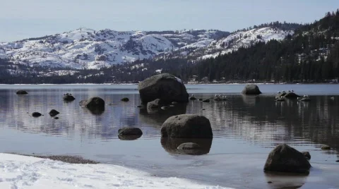 Lake with Mountains Stock Footage 681699