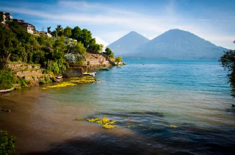 A lake with mountains in Guatemala Stock Photos