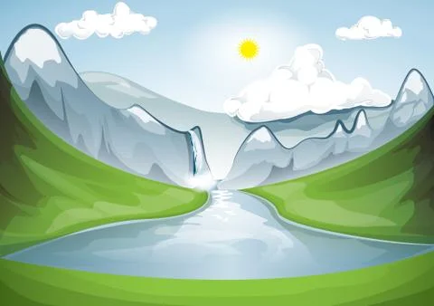 Lake in the mountains Stock Illustration