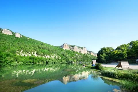 Lake in mountains Stock Photos