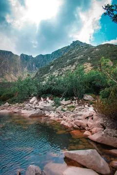 Lake in the mountains 스톡 사진