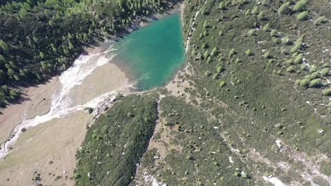 Lake in the mountains seen from the drone 動画素材 119154857