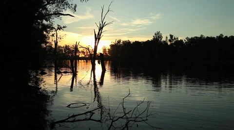 Lake Mulwala sunset, Murray River Australia Stock Footage 45629441