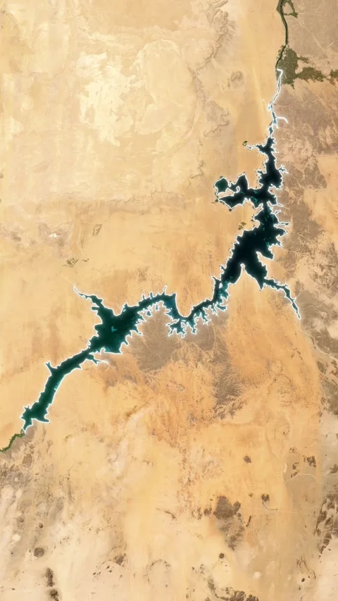 Lake Nasser Map With Loop Animation In Vertical Stock Footage 334084757