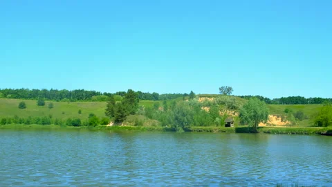 Lake nature behind the mountain. Selective focus. Stock Footage 243969336