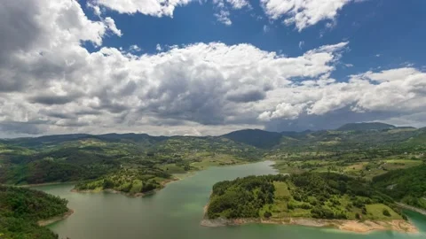 Lake nature clouds Time lapse 4K. Lake Rovni near Valjevo, Serbia, Europe Stock Footage 141553130
