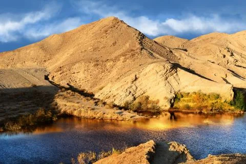 Lake in Negev desert Stock Photos
