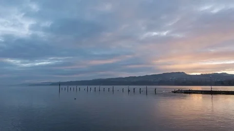 Lake Neuchâtel in Yverdon-les-Bains, Switzerland Stock Footage