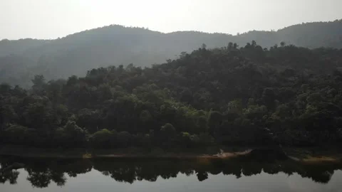 Lake next to mountain Stock Footage 153642054