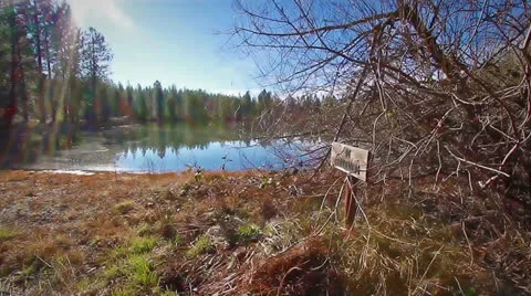 Lake-NoSwimSignSlideLeft Stock Footage 26367919