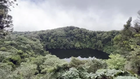 The Lake in the Now-Extinct Barva Volcano is Viewed from an Mountaintop Platform Video stock 243224146