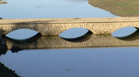 Lake old bridge Stock Footage 32660107