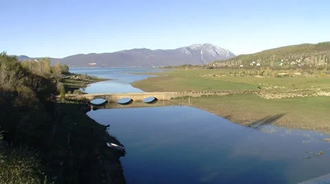 Lake old bridge Stock Footage 32660121