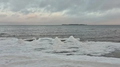 Lake Onega in early winter during a calm day Stock Footage 324874565