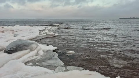 Lake Onega in early winter Stock Footage 324874681