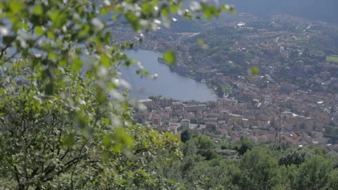 Lake Orta seen from the top of a mountain. Stock Footage 137442088