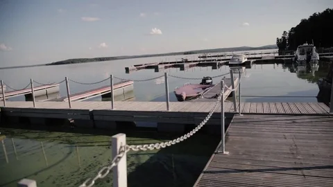 Lake Panorama. Pier. Stock Footage 80368217