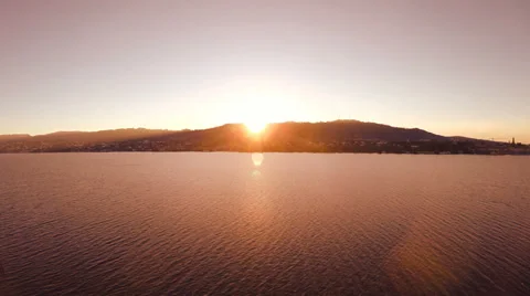 Lake panorama at sunset. landscape. magic hour. Video stock 35255471