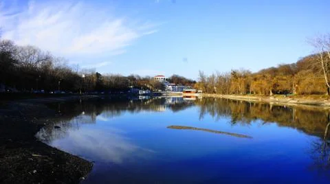Lake in the park in the spring. Stock Photos