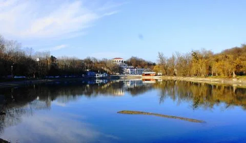 Lake in the park in the spring. Stock Photos