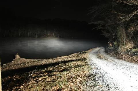 Lake Path at Night Stock Photos