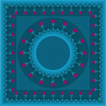 Lake pattern on blue background with round template Stock Illustration