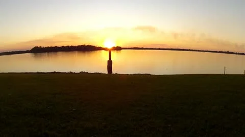 Lake Peigneur at sunset Stock Footage 12841445