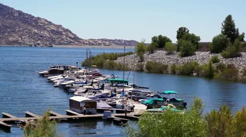Lake Perris State Recreation Area marina Stock Footage