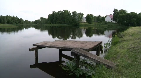 Lake with pier Stock Footage 836142