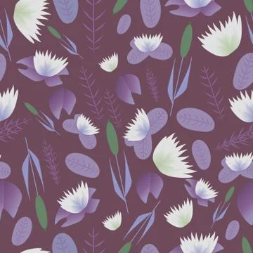Lake plants flora pattern vector illustration background Stock Illustration