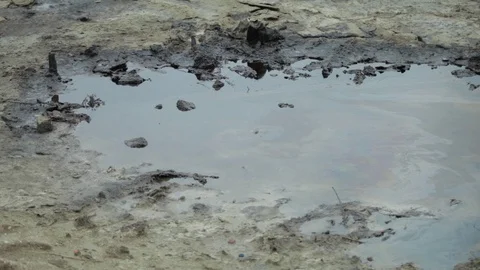 A lake polluted with oil Stock Footage 86826609