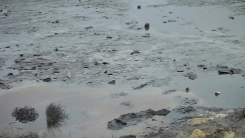 A lake polluted with oil Stock Footage 86835721