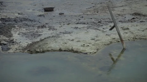 A lake polluted with oil Stock Footage 86838179