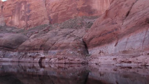 Lake Powell, close to rocks Stock Footage 81115759